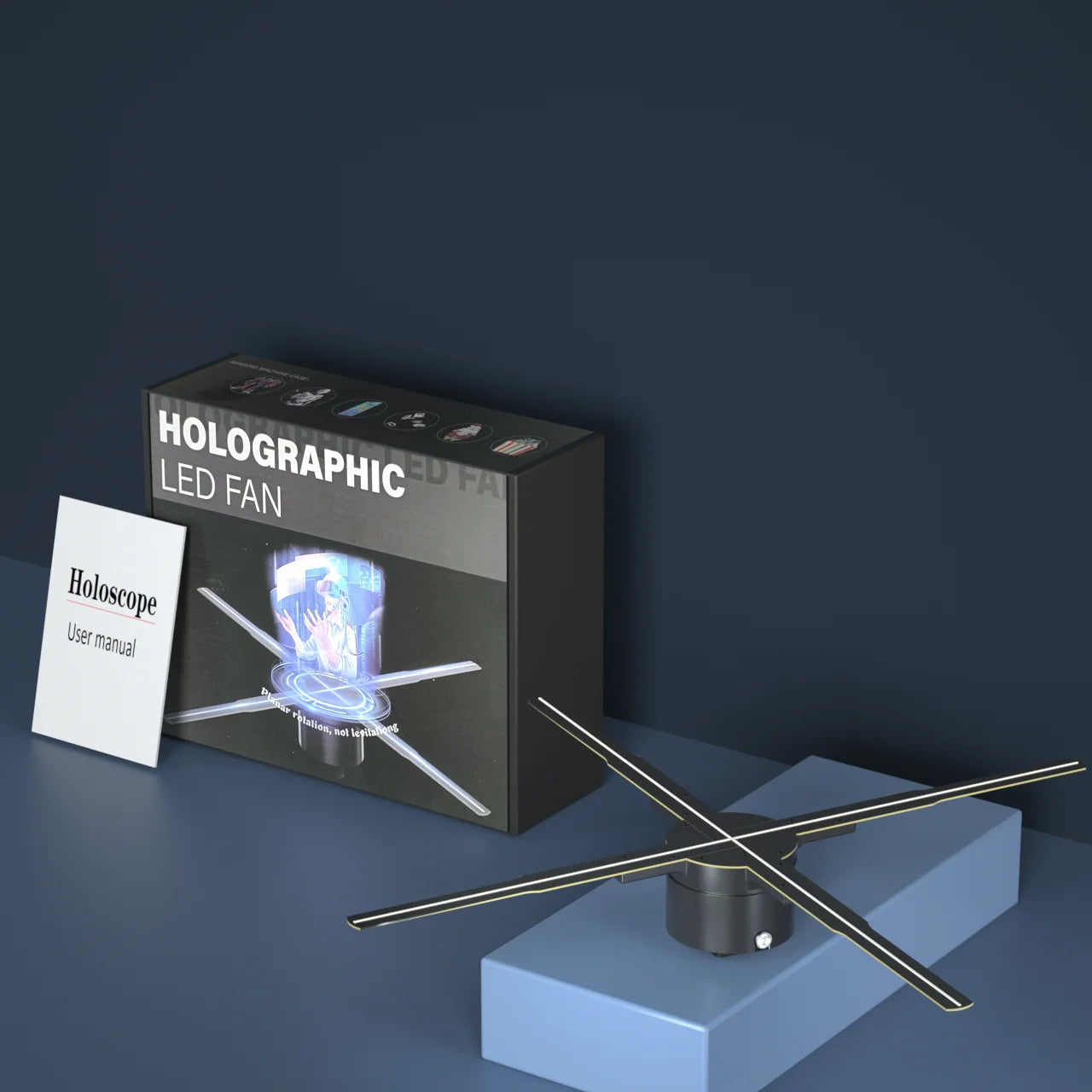50cm Wifi Holographic Fan 3D Advertising Machine 576 LED Sign Neon Smart HD Player Support Video Picture Logo Holographic Light