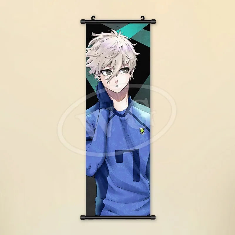 Blue Lock Hanging Painting Anime Poster Reo Mikage Wall Art Canvas Scroll Picture Isagi Yoichi Characters Home Decor Living Room