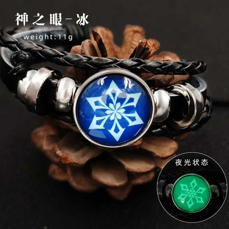 Anime Game Genshin Impact Bracelet Cosplay Prop 7 Element Eye Of Original God Leather Bracelets Women Men Bangle Jewelry
