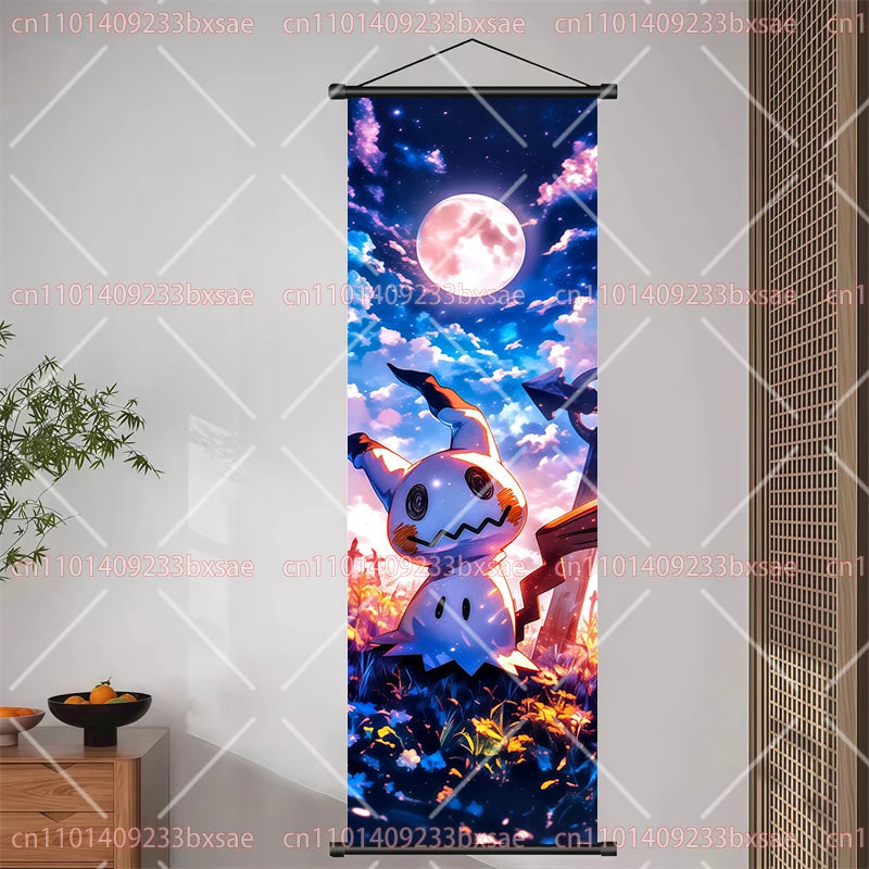 Anime Pokemon Pikachu Eevee Ampharos Charizard Bulbasaur Squirtle Poster Scroll Painting Theme Party Decoration Painting Gift