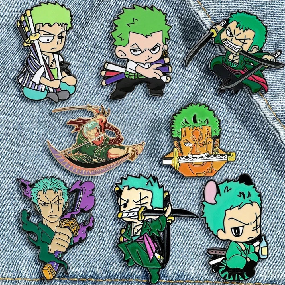 8 Pcs Classic Figure Brooch Personality Roronoa Zoro Design Enamel Pin Backpack Clothing Jewelry Metal Badge Accessories Gifts