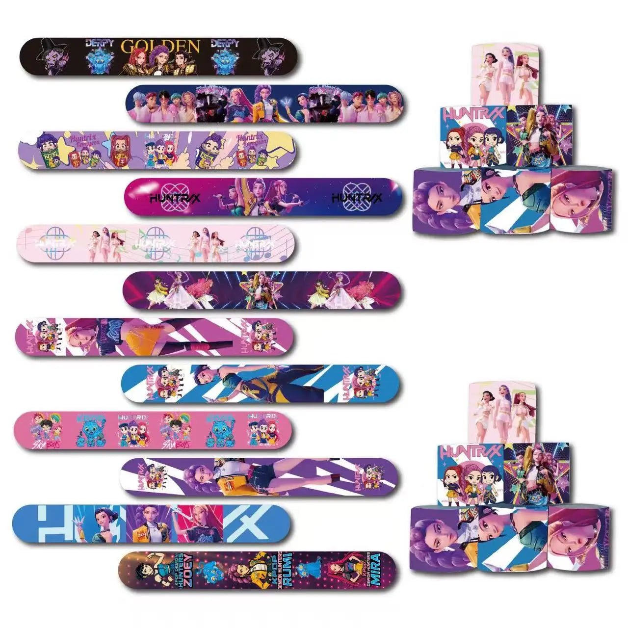 12/24/36/48pcs K-pop Theme Slap Bracelets Set Wristband Toys set for Kids Birthday Party Favors Pinata Fillers Goodie Bag Gifts