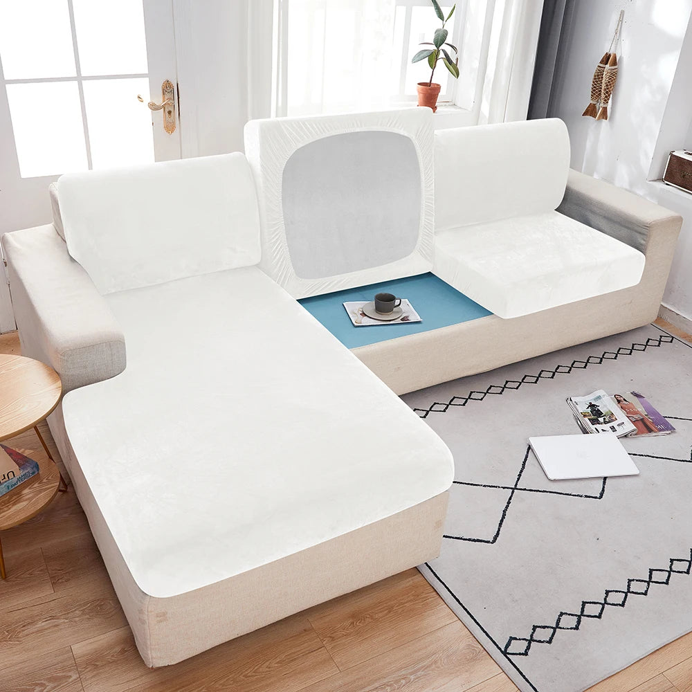 1pc Plush Sofa Slipcover Anti-slip Elastic Sofa Cover for Bedroom Office Living Room Home Decor Couch Cover Furniture Protector