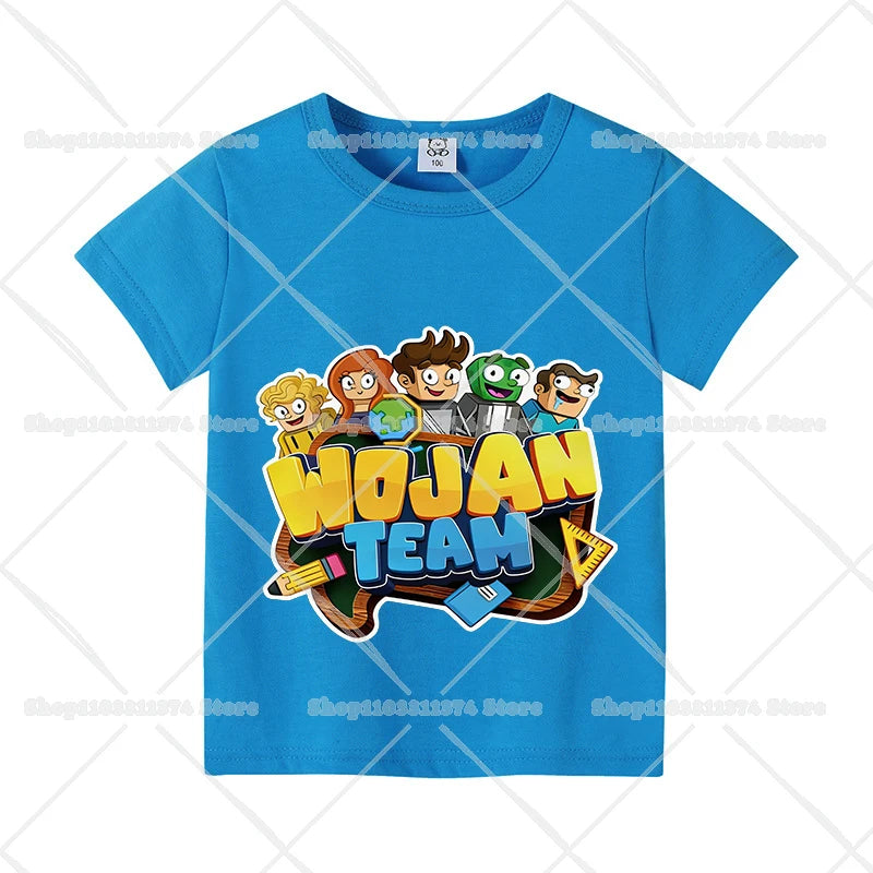 Wojans Team T-shirt Anime Round Neck Tee Children Short Sleeve Clothing Summer Cotton Tshirts Boys Girls T-shirts Birthday Gift