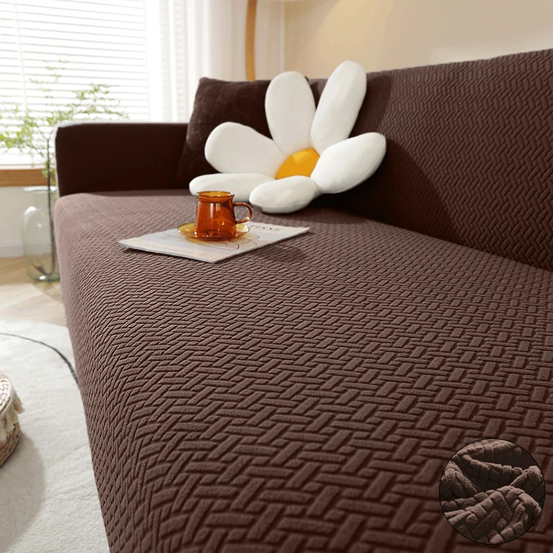 LEVIVEl Jacquard Elastic Sofa Covers Geometric ArmChair Knitted Sofa Couch Slipcovers Chair Protector For Living Room L Shaped