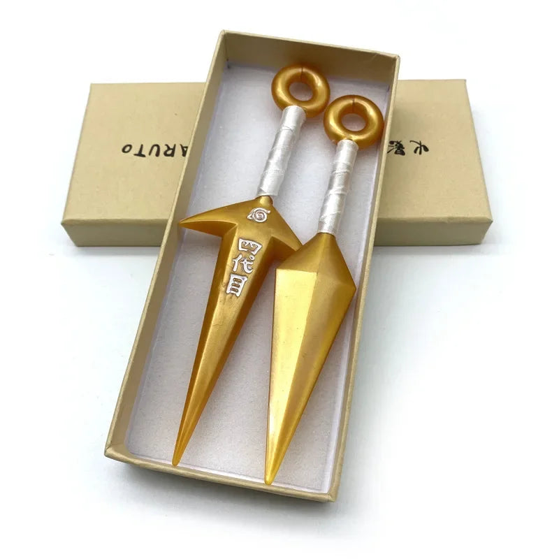 Naruto Anime Golden Shuriken Kunai Model Toys Ninja Action Figures Cosplay Props PVC Weapon Models Toys for Children Adult Gifts