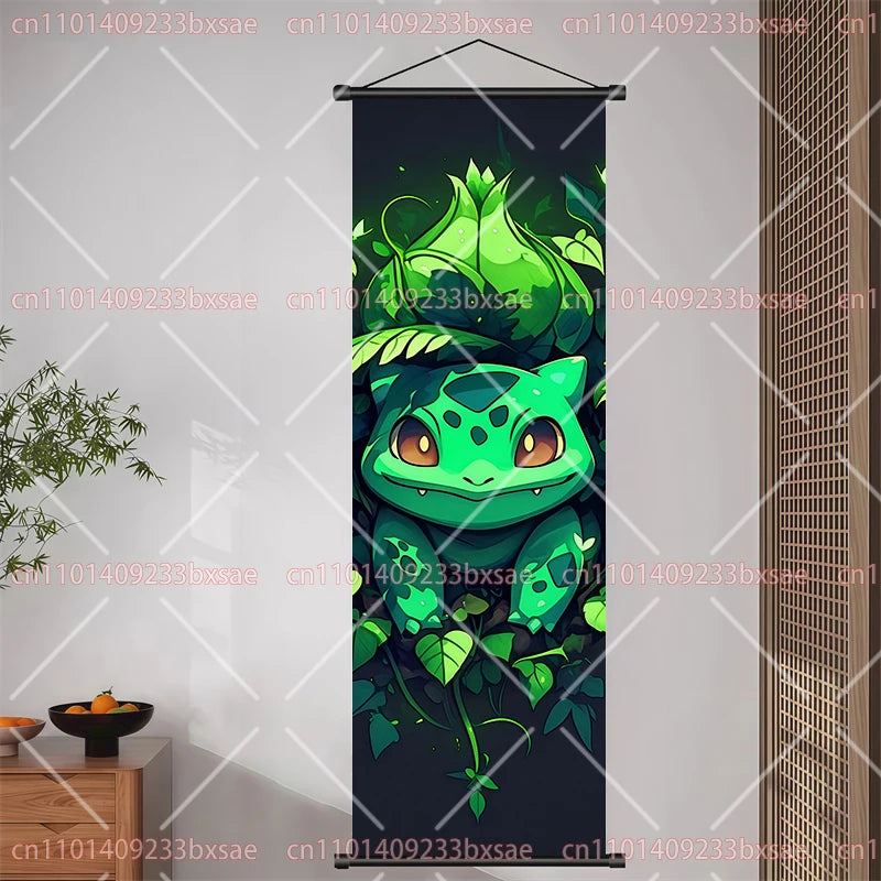 Anime Pokemon Pikachu Eevee Ampharos Charizard Bulbasaur Squirtle Poster Scroll Painting Theme Party Decoration Painting Gift