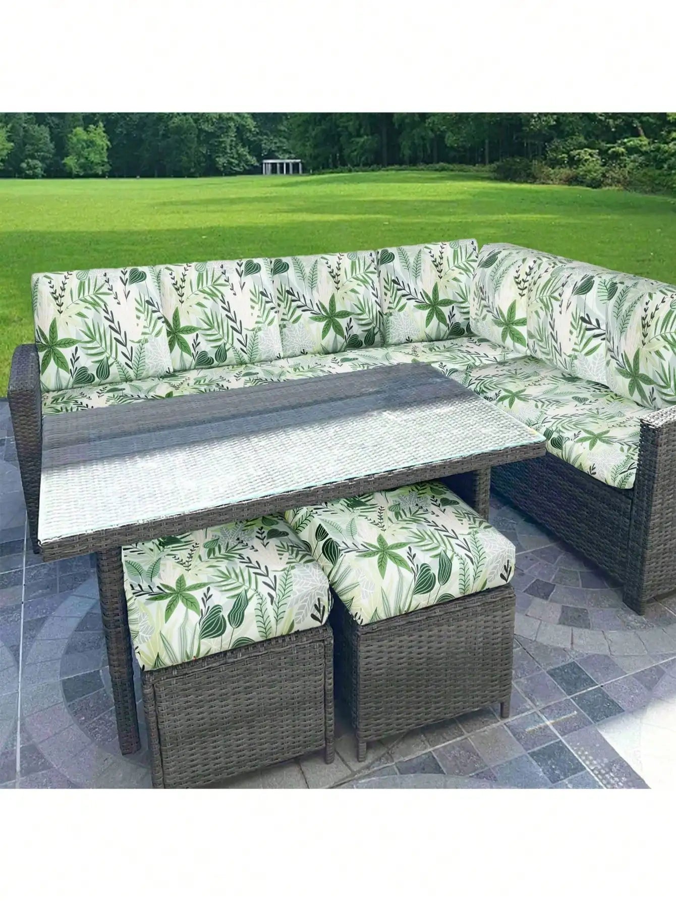 Outdoor Tropical Print Sofa Cushion Covers - Non-Slip Furniture Protectors, Replacement for Individual Seat Cushions