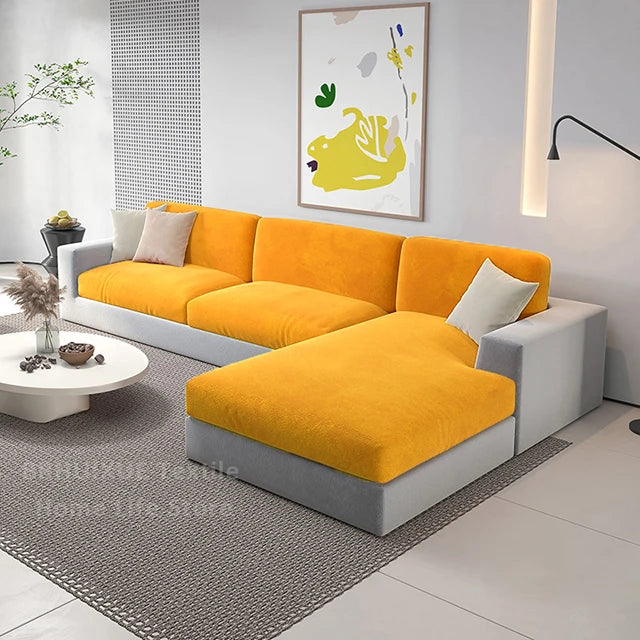 Super Soft Velvet Sofa Seat Cushion Cover Plain Color Stretch Thicken Sofa Cover Sectional Couch L Shape Corner Armchair Covers