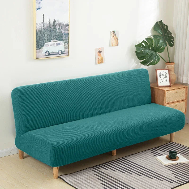 Polar Fleece Fabric Armless Futon Sofa Bed Cover Solid Without Armrest Big Elastic Folding Furniture home Decoration Bench Cover