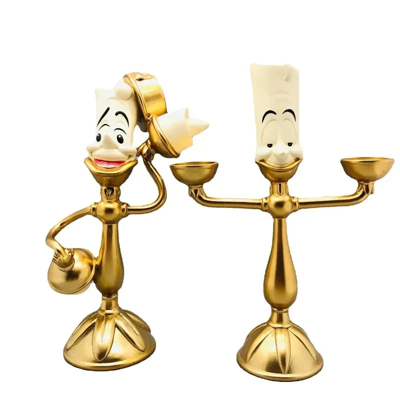 Beauty And The Beast Toys Anime Figure Night Lights Candlesticks Cogsworth Clock Ornaments Collectible Model Gift jewelry box