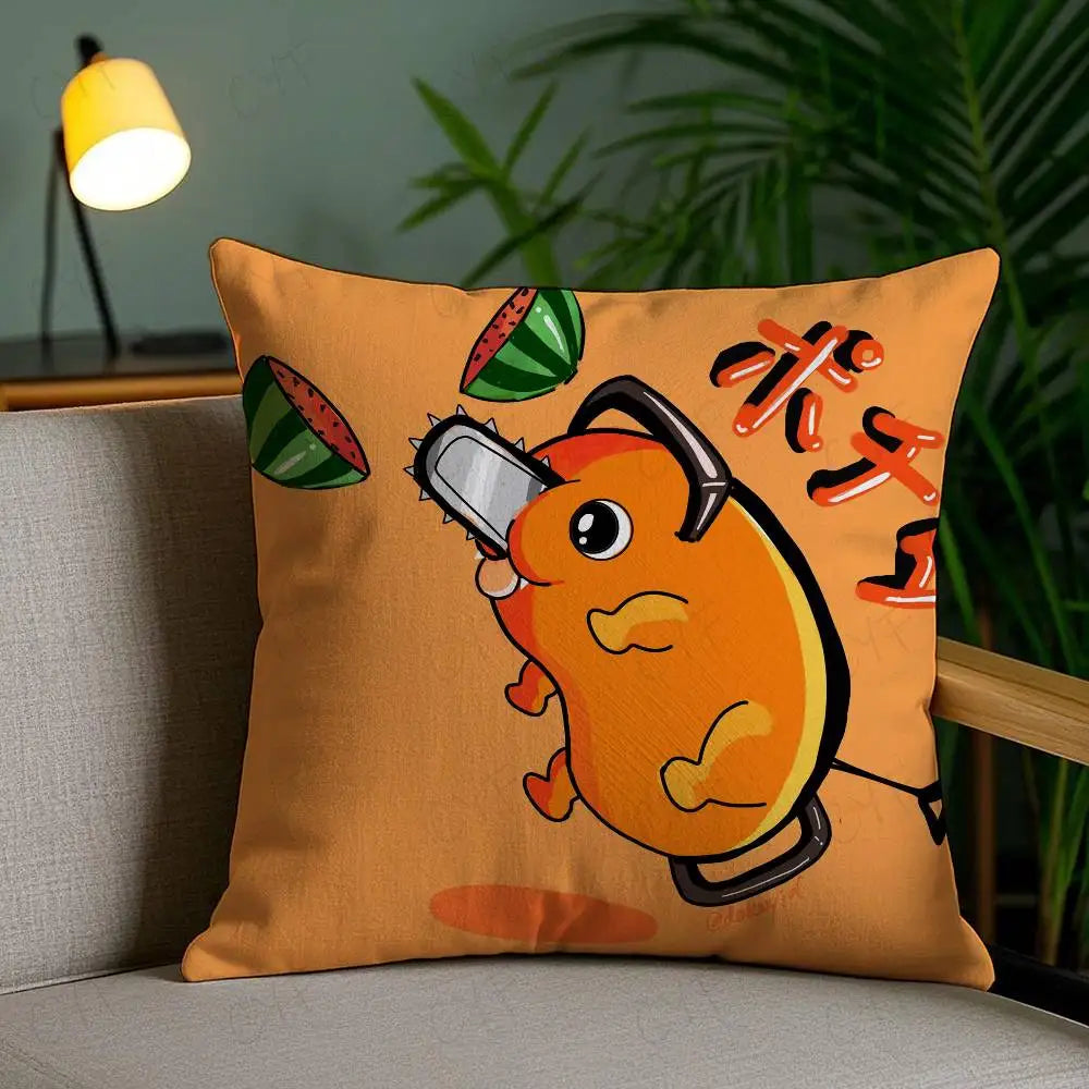 Hot comics Chainsaw Mans Pochita Pillow Case Custom Printed Brushed Fleece Pillow, Baby Skin-Touch, Eco-Friendly Dye-Sublimation