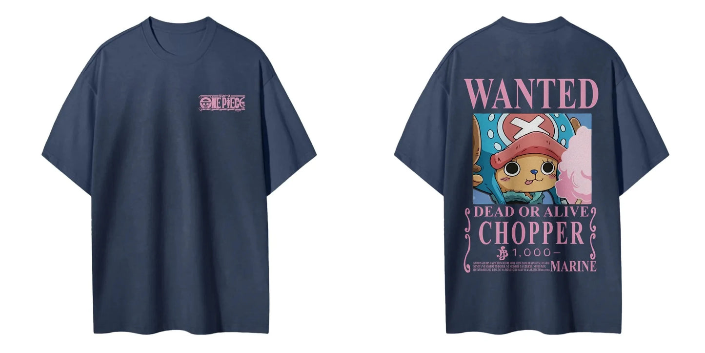 One Piece Men's Women's T-shirt Tony Tony Chopper Japan Anime Punk Tee Summer Spring Boy's Short Sleeves Parent-child Outfits