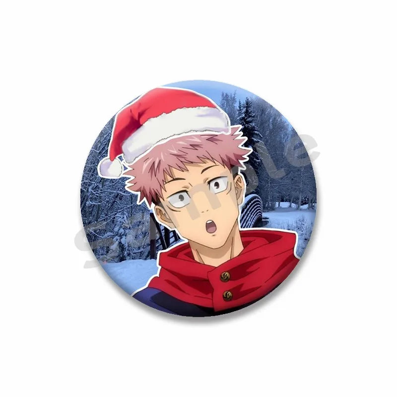 Anime Character Yuji Itadori Enamel Pins Tinplate Snap-in Brooches on Backpack Cartoon Cosplay Badge Accessories Jewelry Gifts
