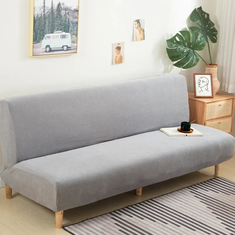Polar Fleece Fabric Armless Futon Sofa Bed Cover Solid Without Armrest Big Elastic Folding Furniture home Decoration Bench Cover