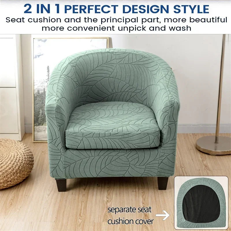 Leaves Jacquard Tub Chair Cover Anti-dirt Stretch Armchair Slipcover All-inclusive Single Club Sofa Cushion for Living Room