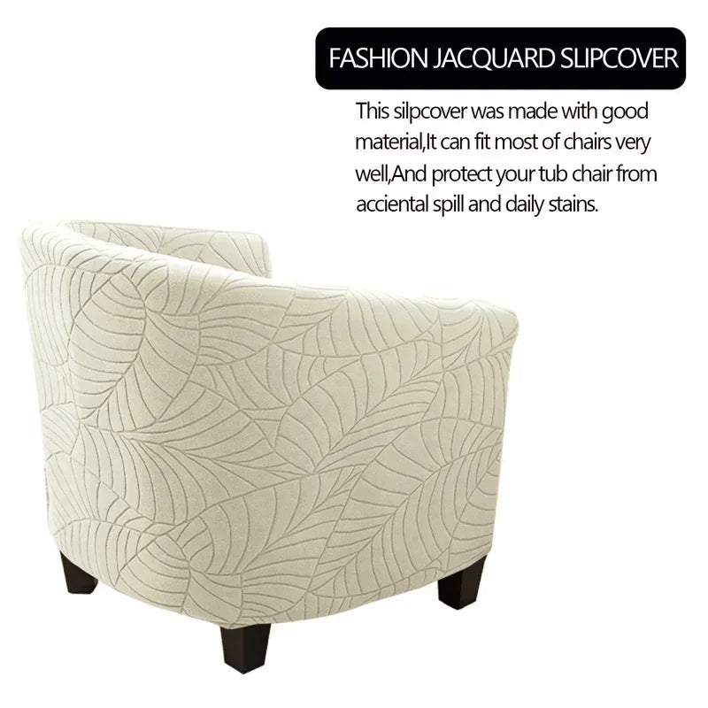 Leaves Jacquard Tub Chair Cover Anti-dirt Stretch Armchair Slipcover All-inclusive Single Club Sofa Cushion for Living Room