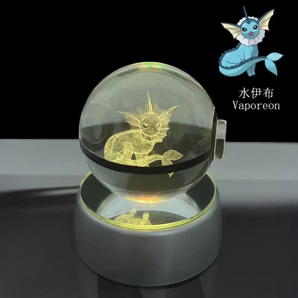 Pokemon Pokeball LED Night Light – 3D Crystal Ball