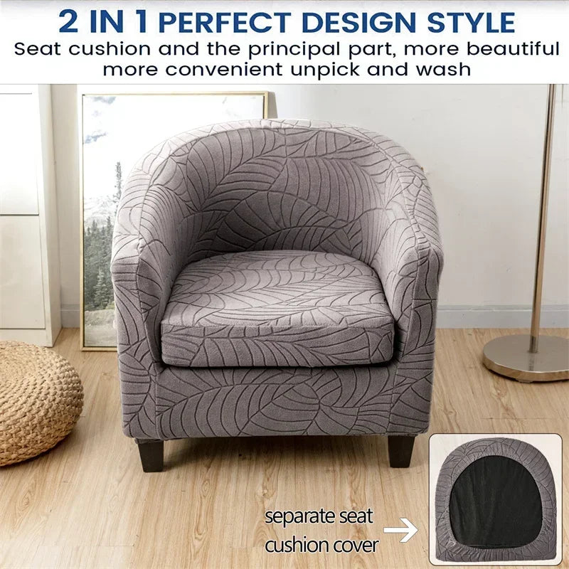 Leaves Jacquard Tub Chair Cover Anti-dirt Stretch Armchair Slipcover All-inclusive Single Club Sofa Cushion for Living Room