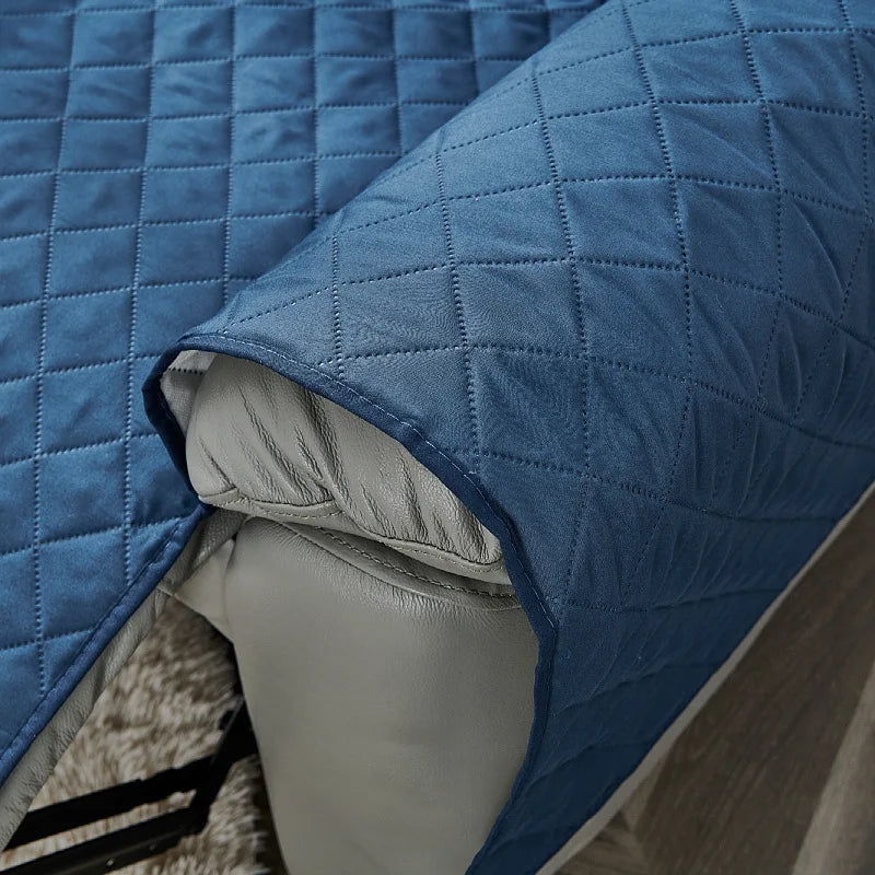 Anti-slip Recliner Chair Cover Solid Color Quilted Seat Slipcover Anti-wear Relax Armchair Coushion for Living Room Home