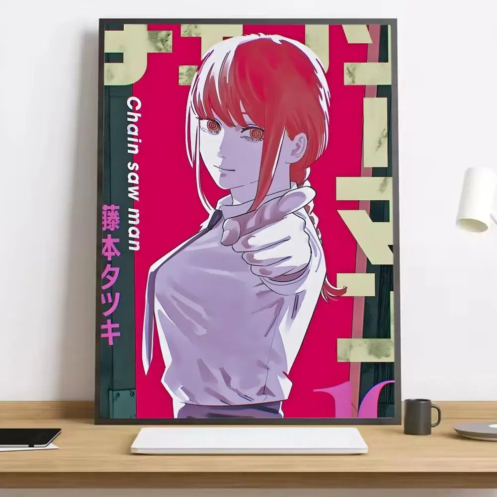 Makima Chainsaw Man Painting Calligraphy HD Canvas Poster living room bedroom bar aesthetic decoration
