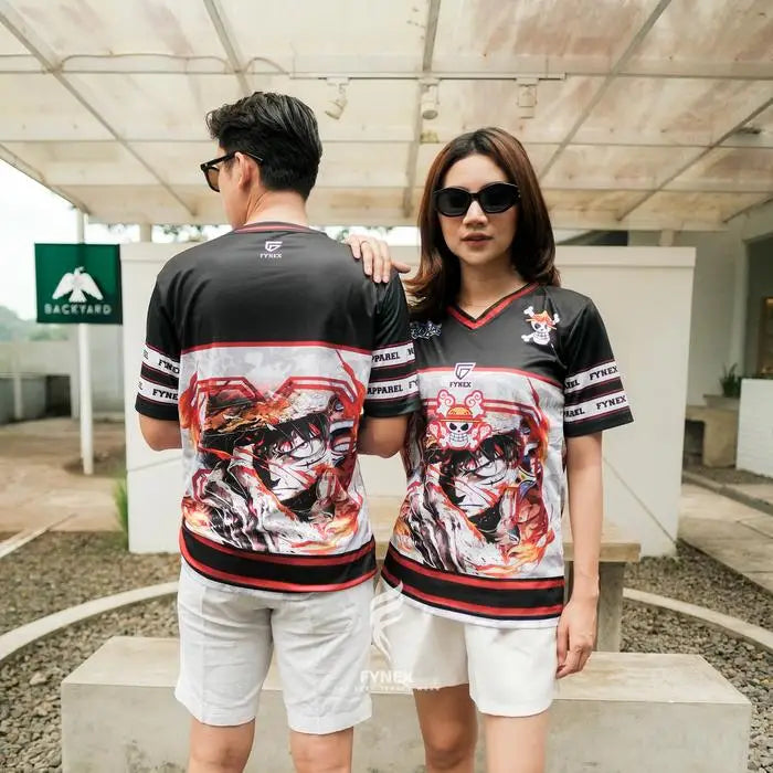 2025 New Bandai Japanese Anime Men's T-shirt, Quick-drying One Piece Luffy Zoro Football Jersey Cartoon