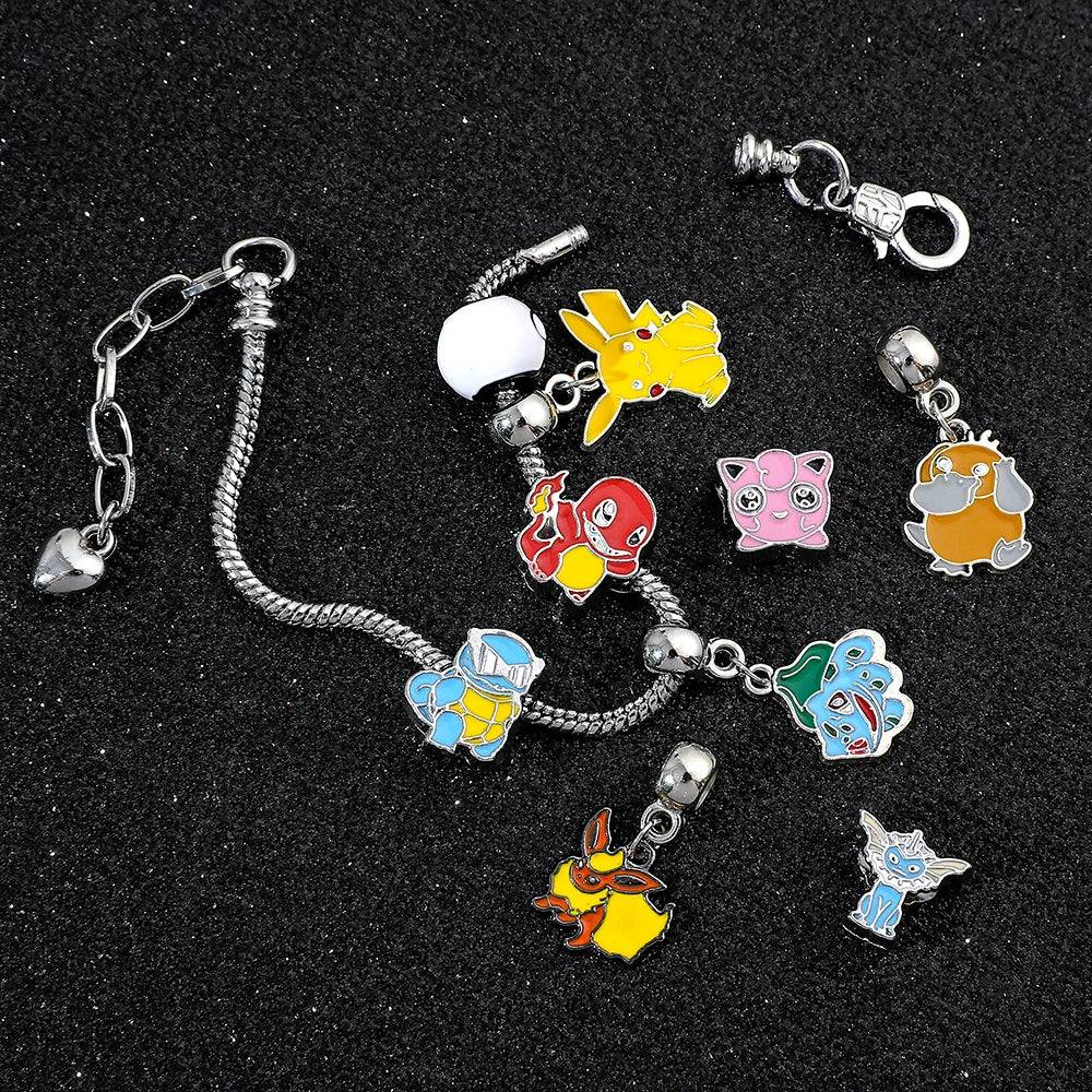 Anime Bracelet for Women, Cute Cartoon Pikachu Pendant, Metal Enamel Charm Bangle, Fashion Jewelry, Hand Chain Gifts