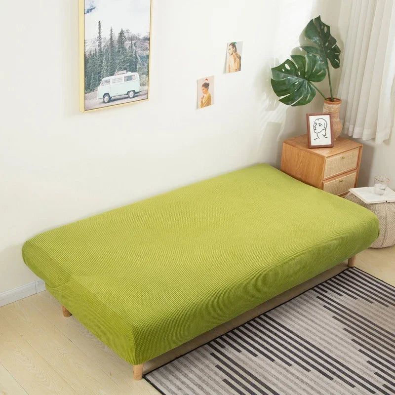 Polar Fleece Fabric Armless Futon Sofa Bed Cover Solid Without Armrest Big Elastic Folding Furniture home Decoration Bench Cover