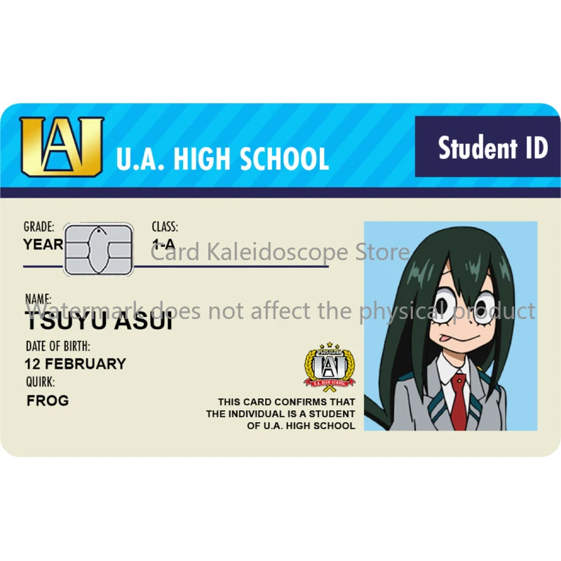 Anime My Hero Academia Student ID Series Redit Card Skin Sticker for VISA JCB Mastercard and Other Bank IC Card Decoration