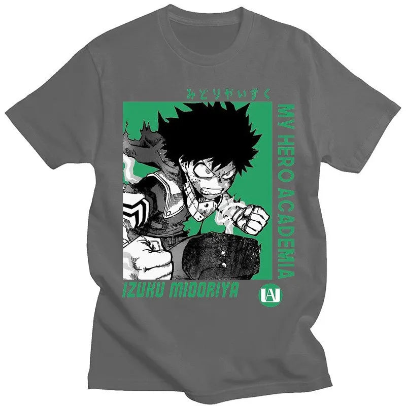My Hero Academia Men's T-Shirt Izuku Midoriya Deku Printed Japanese Anime Summer Boy Kids Short Sleeve Parent-Child Wear