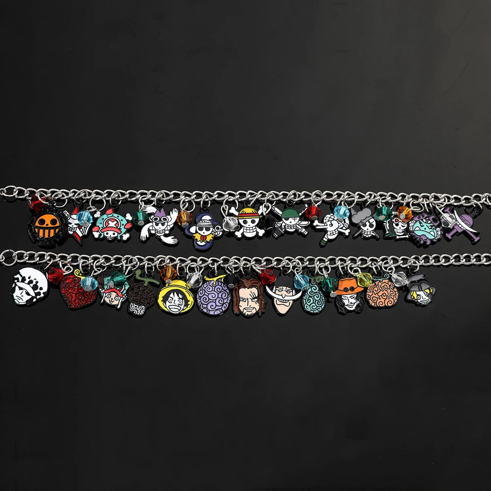 Popular anime accessory bracelet with skull, Luffy DIY charm bracelet