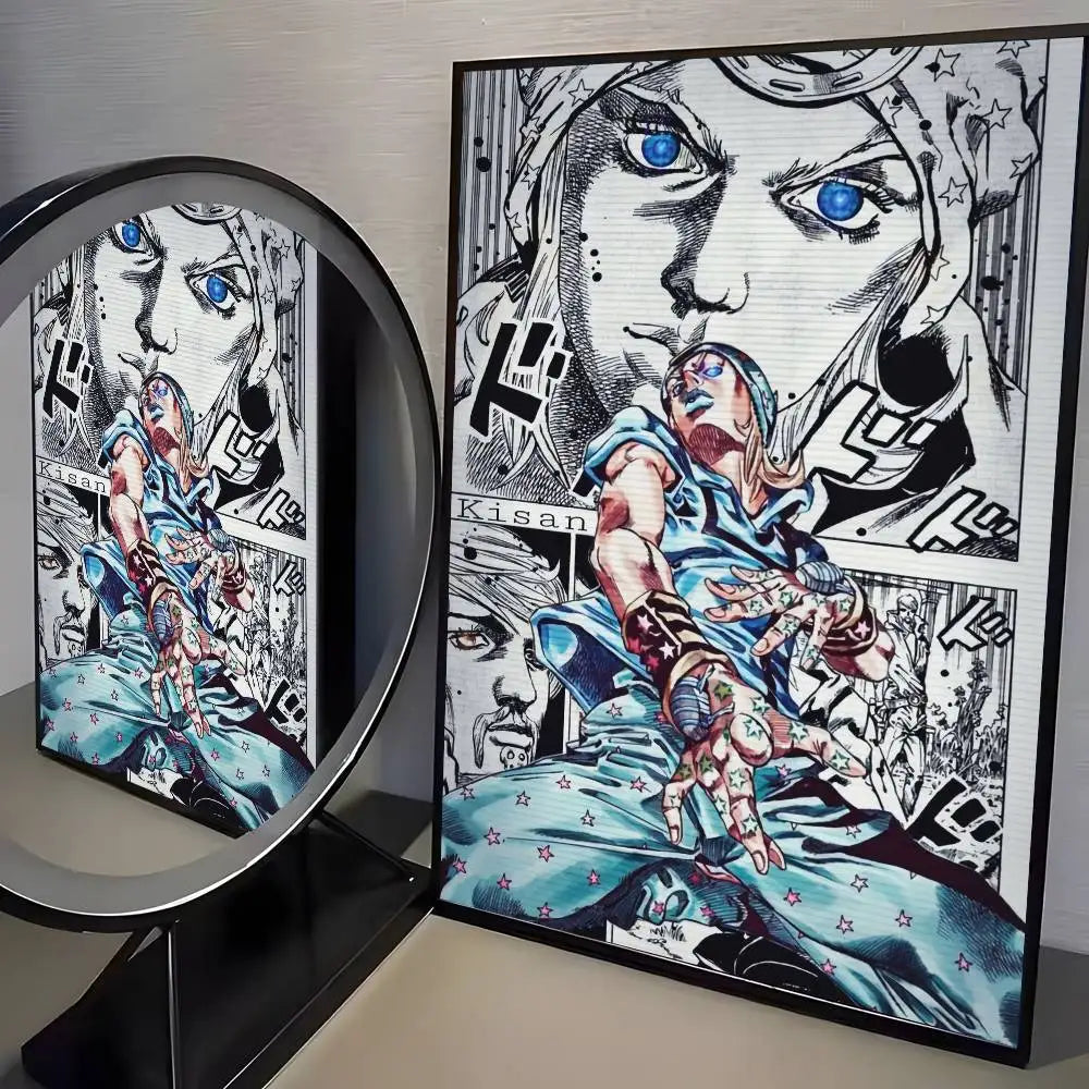 Anime JoJos Bizarre Adventure Retro poster art HD canvas advanced aesthetic Printing Paper Wall Art for Living Room Home Decor