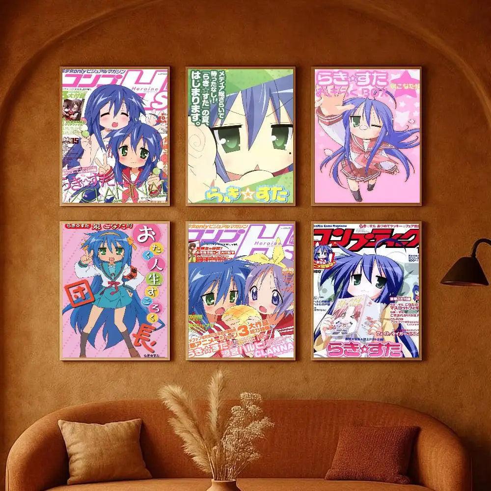 Cartoon L-Lucky S-Star ANIME Poster High-definition art sticker Self adhesive waterproof home decoration for living room