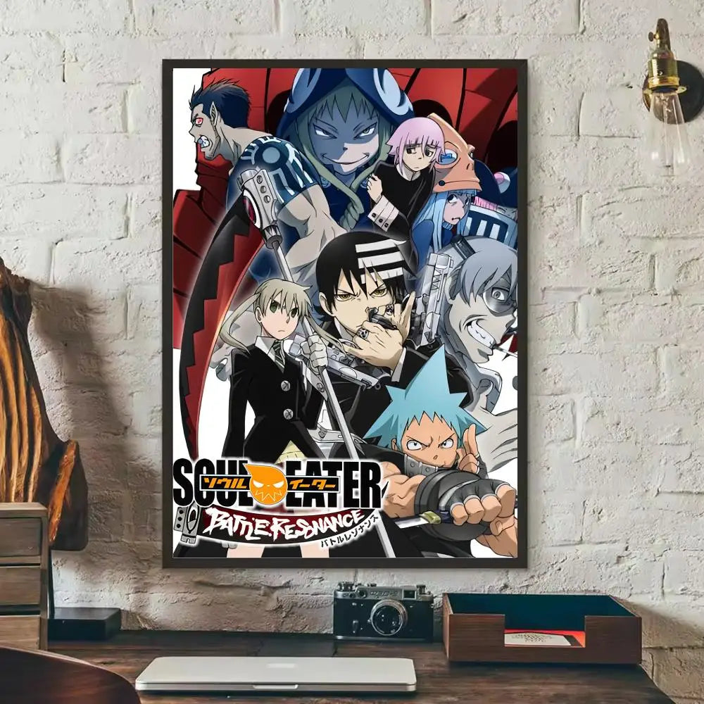 S-Soul Eater Anime Poster Stickers HD Waterproof Painting Wall Art for Bedroom Living Room Home Decor Decoration Gift