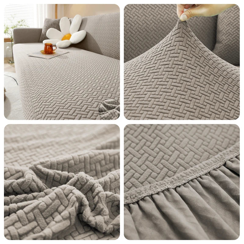 LEVIVEl Jacquard Elastic Sofa Covers Geometric ArmChair Knitted Sofa Couch Slipcovers Chair Protector For Living Room L Shaped