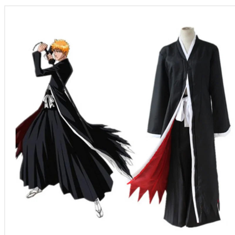 Anime Ichigo Kurosaki Cosplay Holloween Costumes Mask Tops And Pants Halloween Set For Men