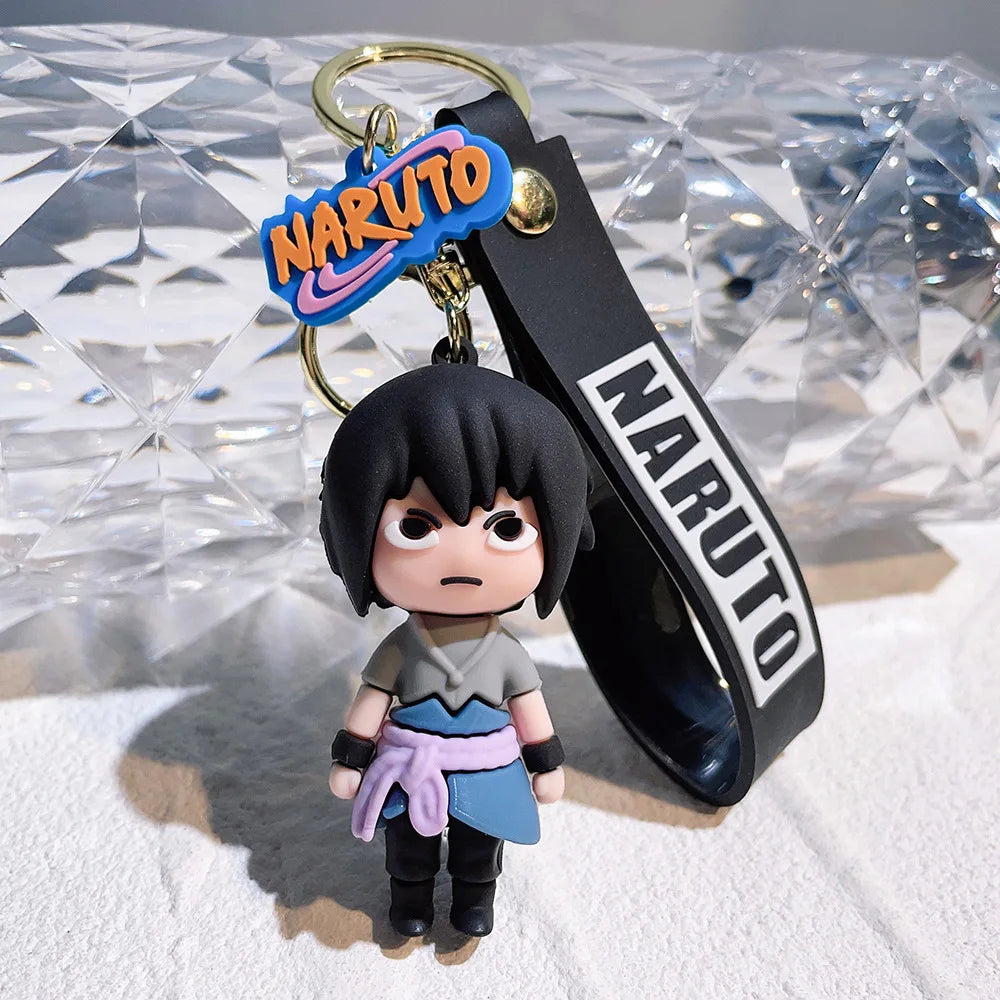 Cartoon PVC Naruto Anime Peripheral Toy Doll Keychain Naruto Silicone Figure Car Key Chain Christmas, Halloween Gift