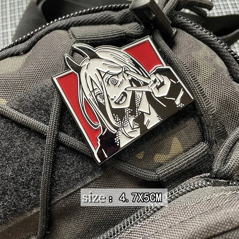 Chainsaw Man Anime Patch Power Hayakawa Autumn Label Embroidery Patches Hook and Loop Metal Tactical Military Backpack Badges