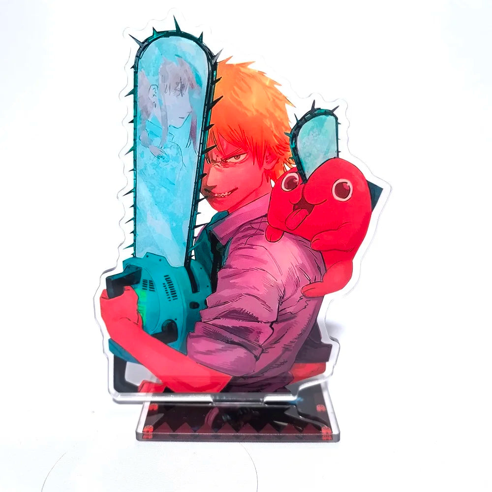 15CM Chainsaw Man Anime Figure Denji Power Acrylic Stand Model DIY Decor Standing Sign Adult Collection Toy Desktop Ornament