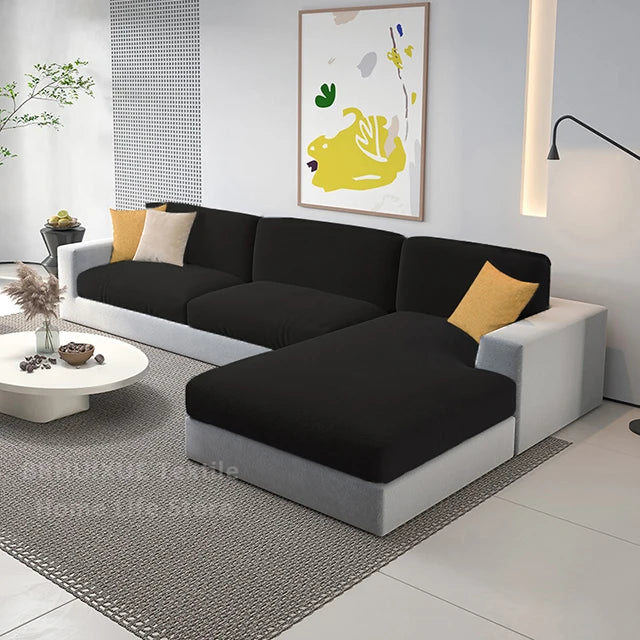 Super Soft Velvet Sofa Seat Cushion Cover Plain Color Stretch Thicken Sofa Cover Sectional Couch L Shape Corner Armchair Covers