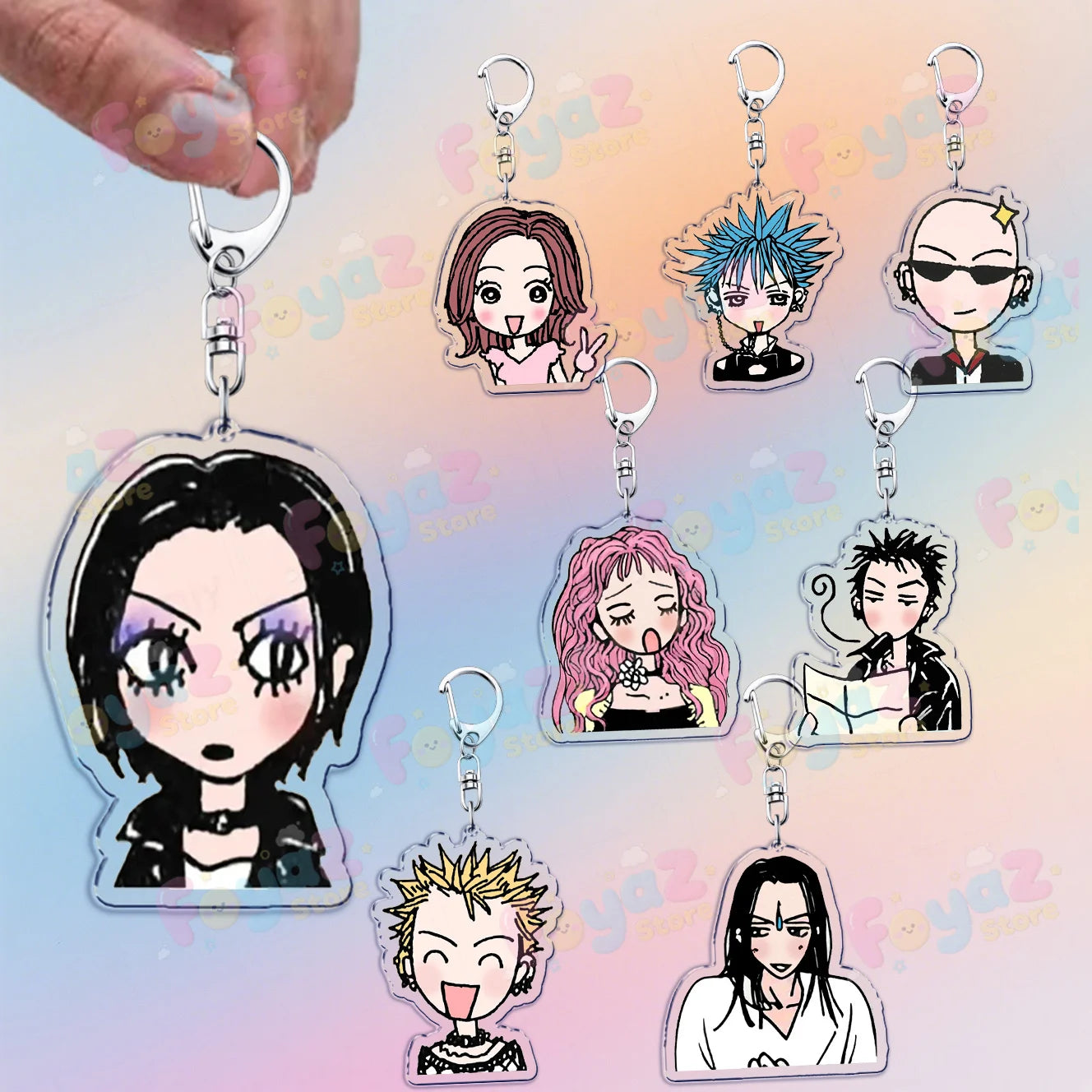 Cute Anime Nana Keychain for Accessorie Bag NANA Chibi Farming Charm Keyrings Jewelry Friends Oosaki Nan Manga Gifts