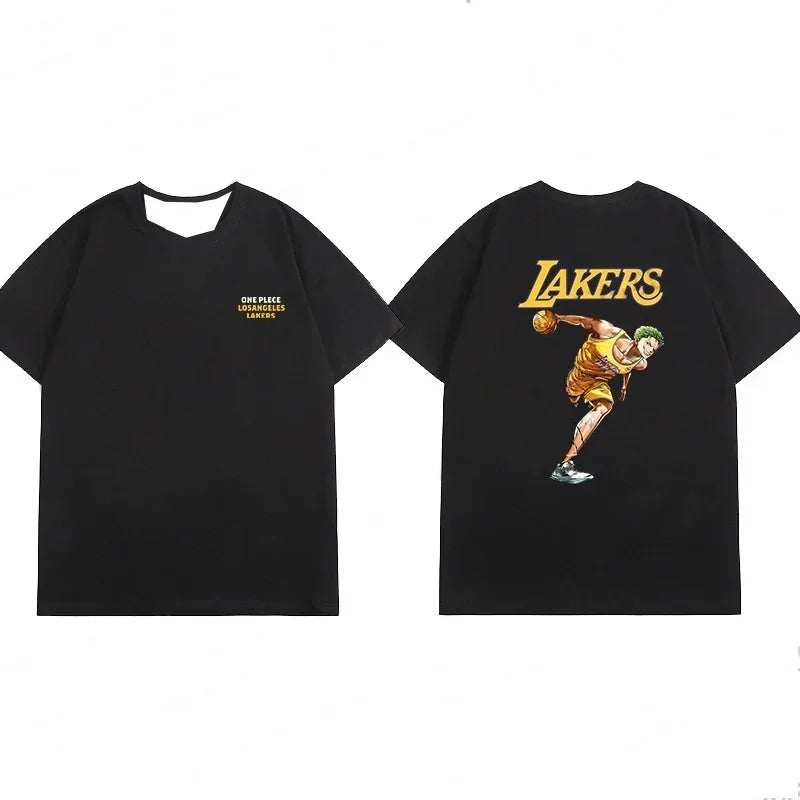 2025 New Bandai Japanese Anime Men's T-shirt, Quick-drying One Piece Luffy Zoro Football Jersey Cartoon