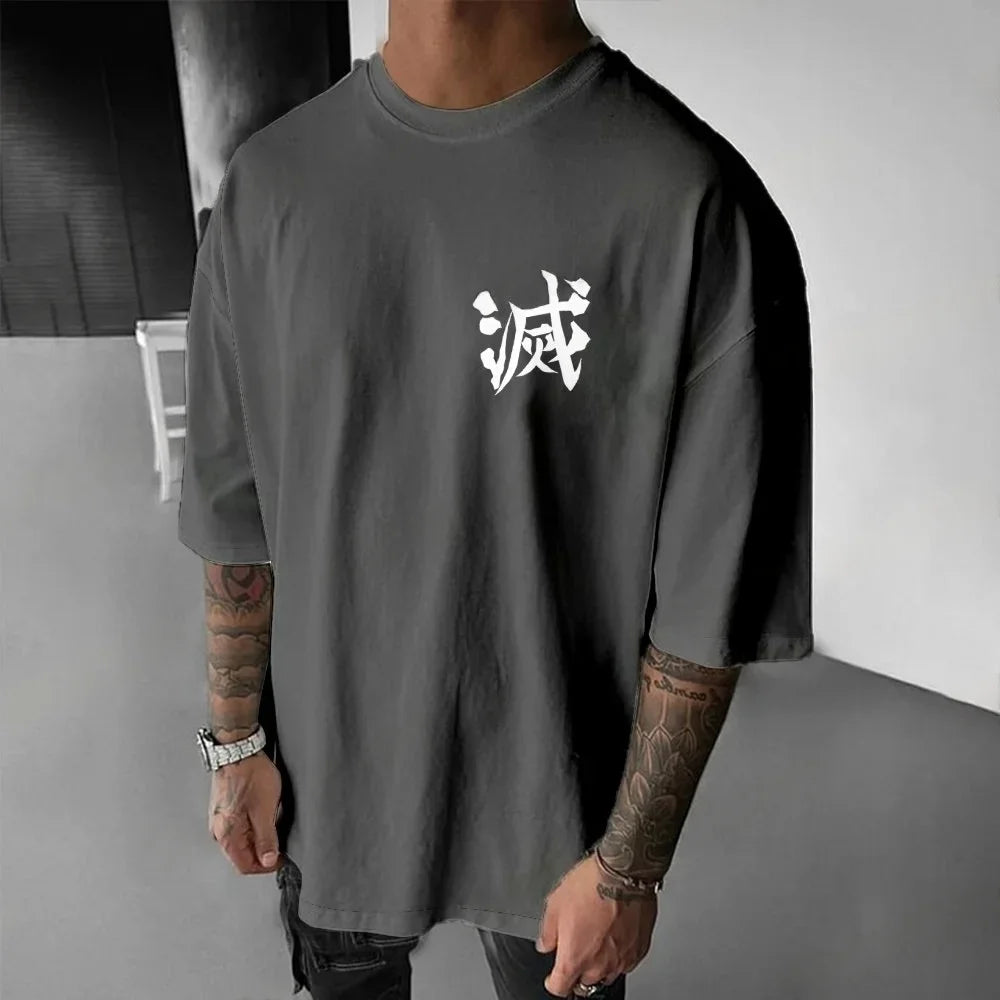 Demon Slayer Men's T-shirt Inosuke Hashibira Japan Anime Summer Boy Spring and Autumn Children's Short Sleeves Parent-Child Wear