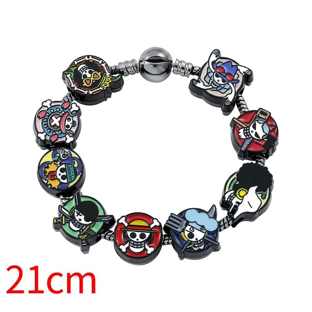 Popular anime accessory bracelet with skull, Luffy DIY charm bracelet