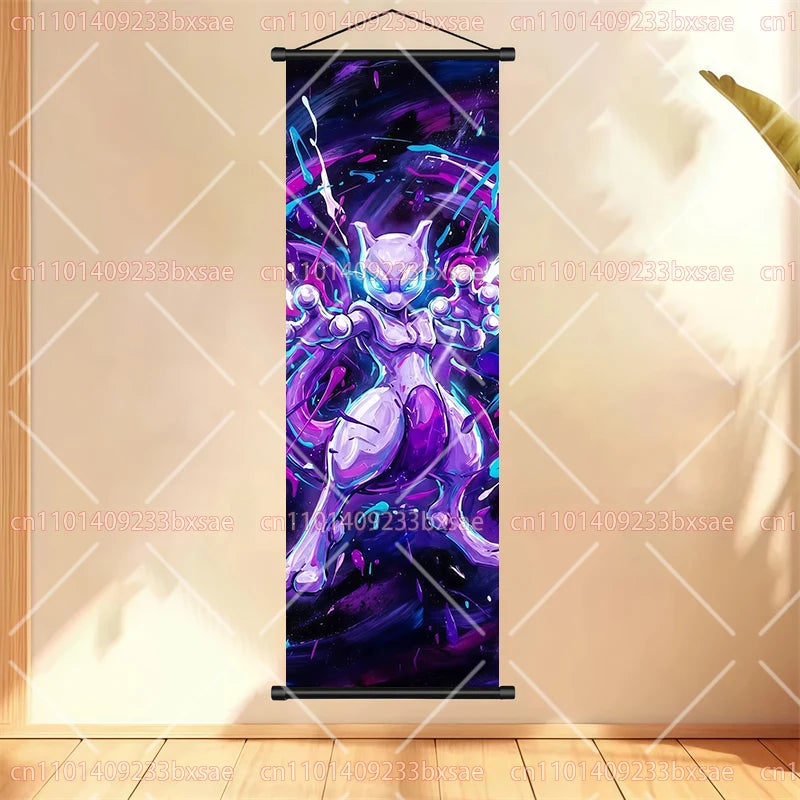 Anime Pokémon Gengar Charizard Kyogre Gyarados Mewtwo Rayquaza Cool Poster Hanging Scroll Painting Birthday Holiday Party Gift