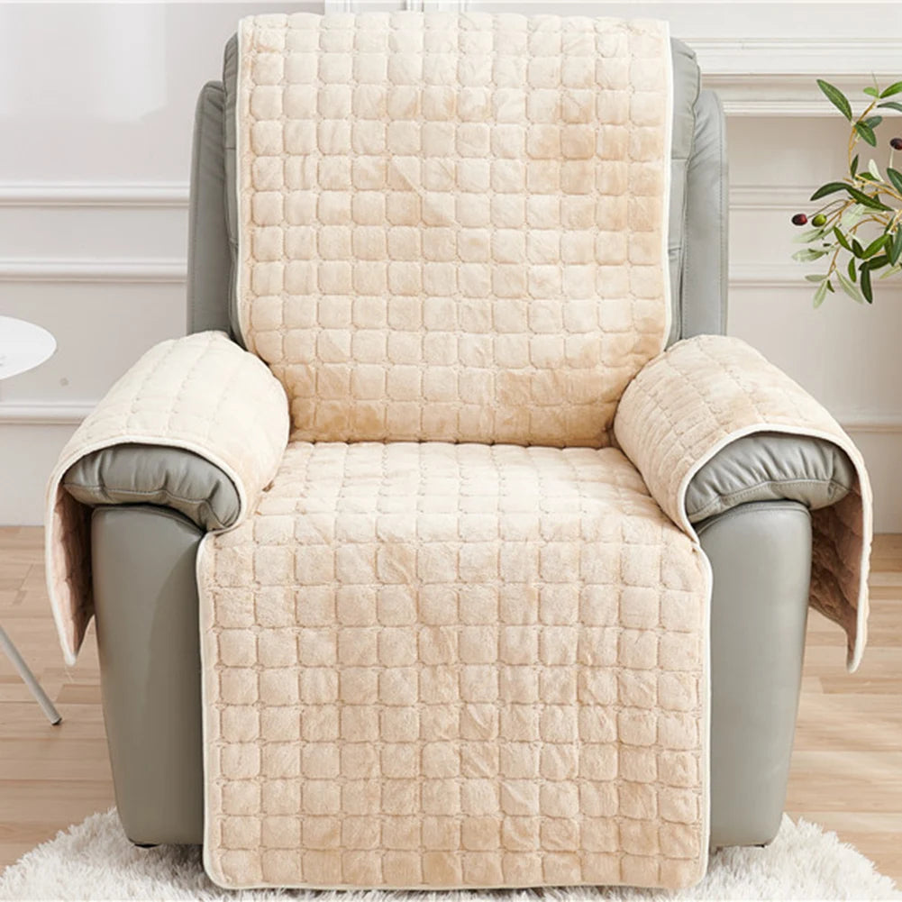 Recliner Sofa Protector Cover with Armrests Pockets Armchair Case Plush Sofa Cover Non-Slip Wear Resistant Chair Covers