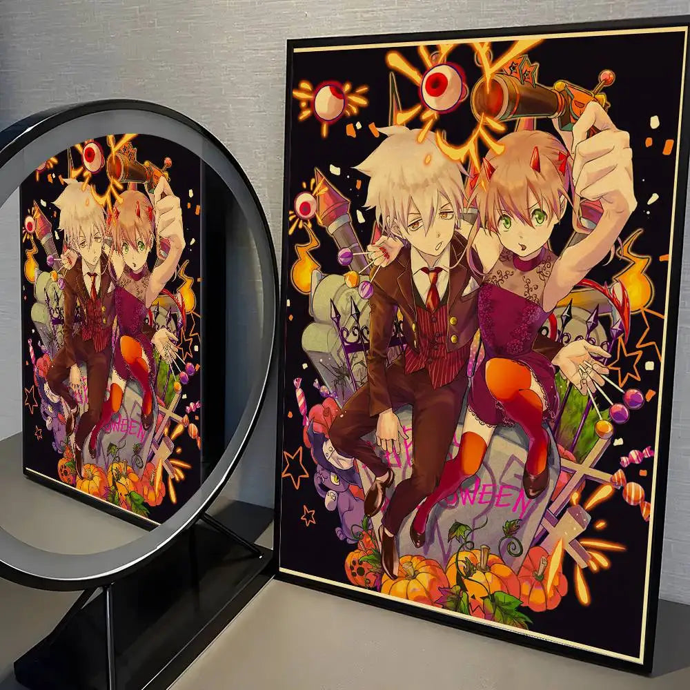 Popular Japanese Anime S-Soul Eater Poster High Quality Dorm Living Room Aesthetic Wall Decoration Painting Stickers Gift