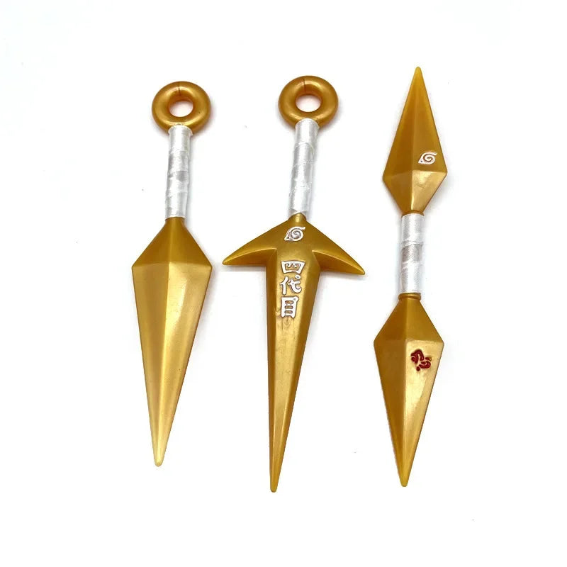 Naruto Anime Golden Shuriken Kunai Model Toys Ninja Action Figures Cosplay Props PVC Weapon Models Toys for Children Adult Gifts