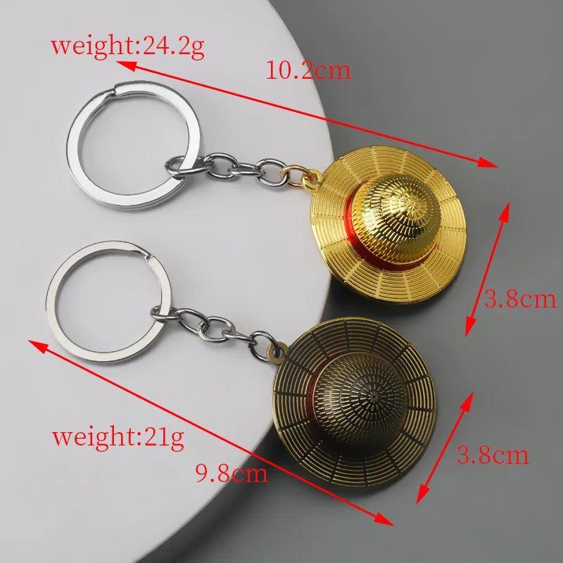 Anime One Piece Cartoon Keychain Monkey D Luffy Hat Pendant Keyring for Women Men Jewelry Toy Gift