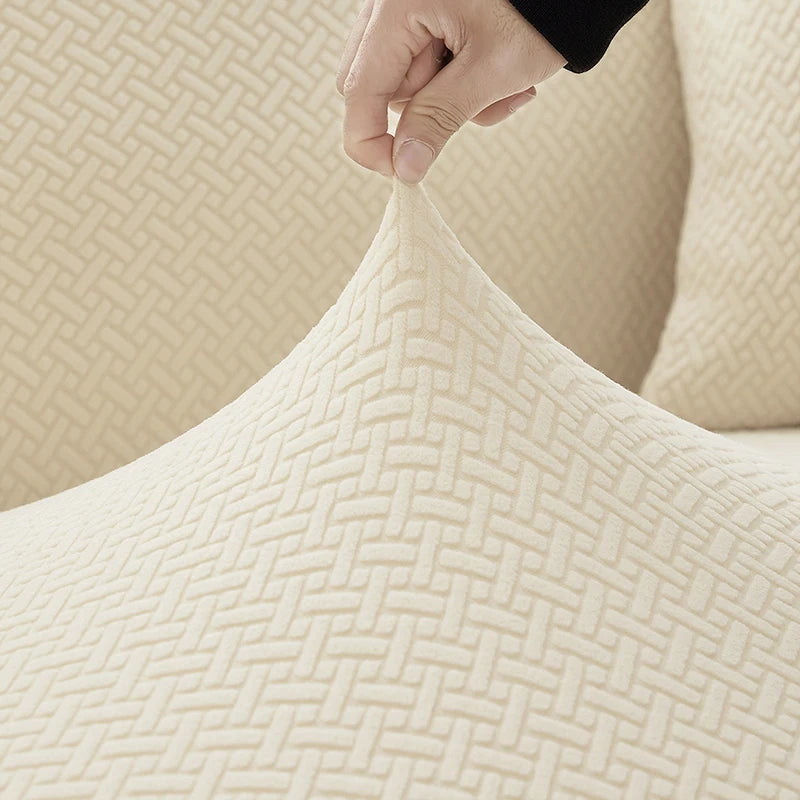 Jacquard Elastic Sofa Cover For Living Room Slipcovers Stretch Polar Fleece Armchair Protector L Shaped Sofa 1/2/3/4 Seater Home